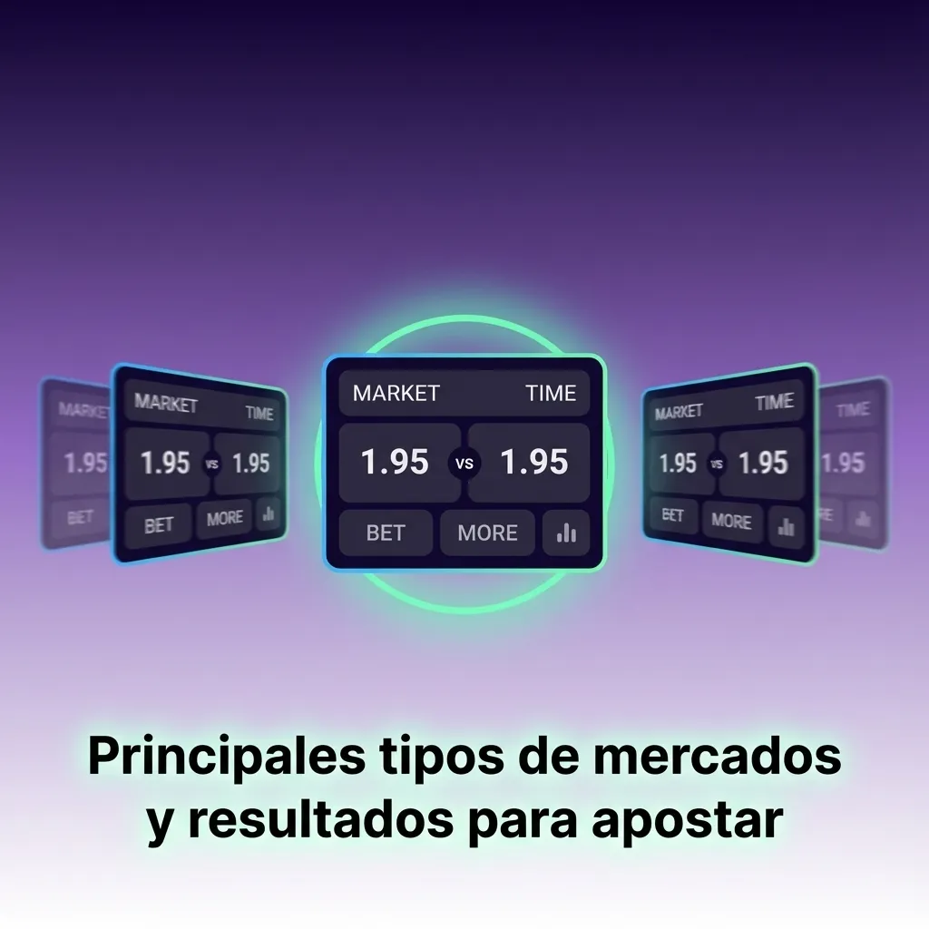 Infografía en español con tipos de mercados de apuestas deportivas: 1X2, doble oportunidad, totales, hándicap asiático y ambos anotan